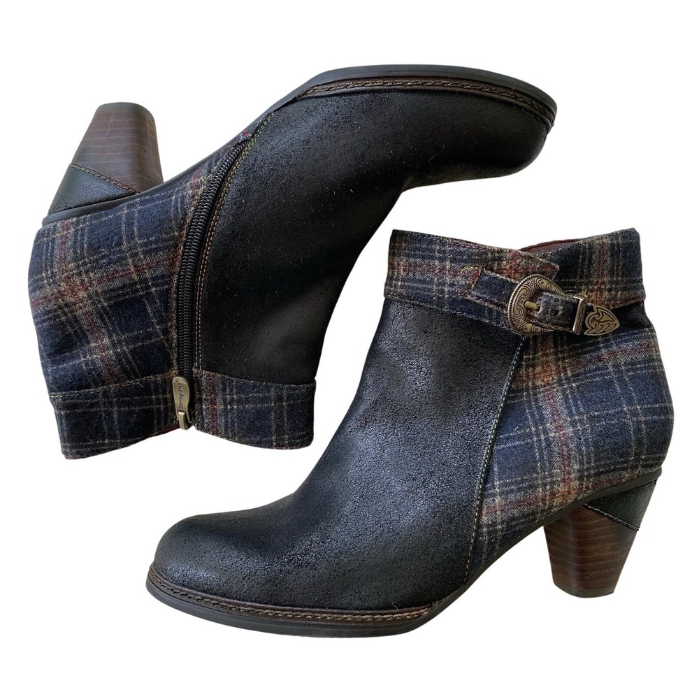 L' Artiste Spring Step Scottala Plaid Suede Ankle Bootie US 10 EU 41 Heel Boot
